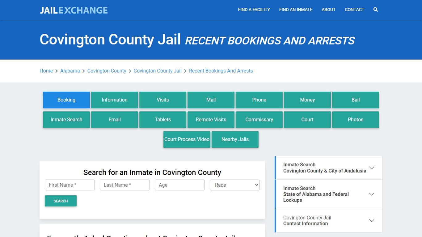 Covington County Jail AL Recent Arrests and Bookings